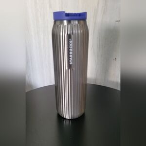 NEW STARBUCKS Silver Ribbed Stainless Steel Cup Hot Insulated Sealed Tumbler